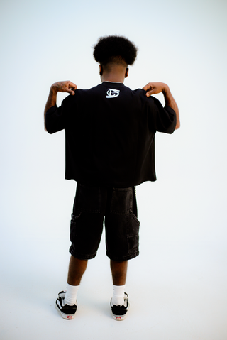 "Afro Child" Black Boxy Cropped Tee