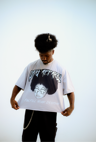 "Afro Child" Cement Grey Boxy Cropped Tee