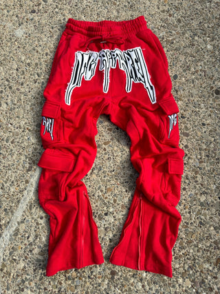 “Red” Stacked Cargo Sweatpants