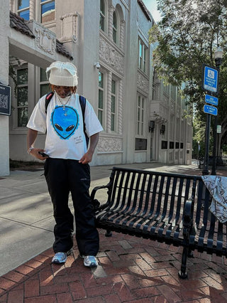 “OOTW” Blue Cropped Alien Tee