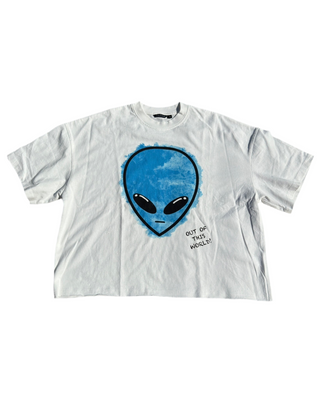 “OOTW” Blue Cropped Alien Tee