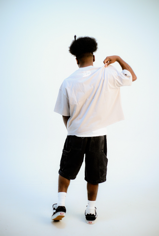 "Afro Child" Cement Grey Boxy Cropped Tee