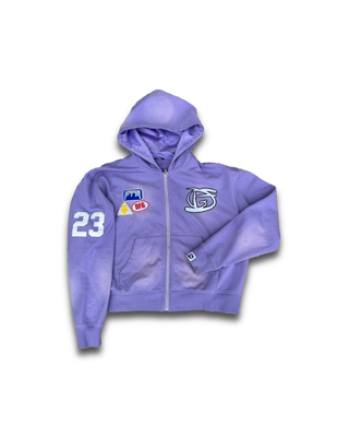 “Lavender” Logos Zip Up Hoodie