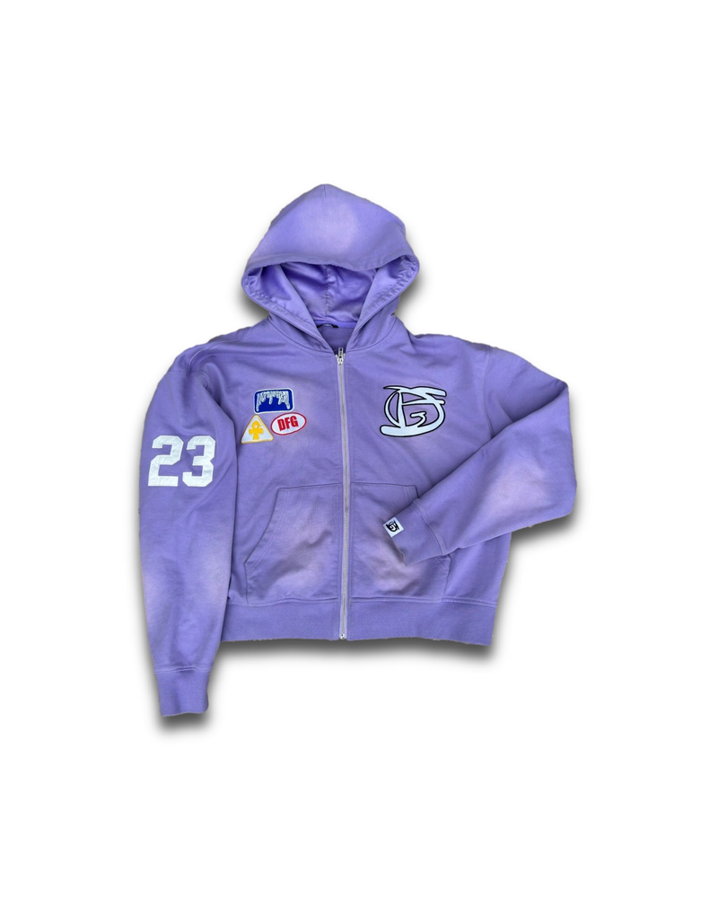 “Lavender” Logos Zip Up Hoodie
