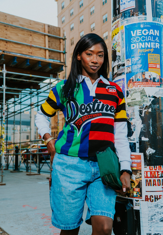 “OMG” Striped Rugby Shirt