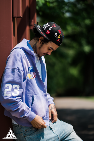“Lavender” Logos Zip Up Hoodie