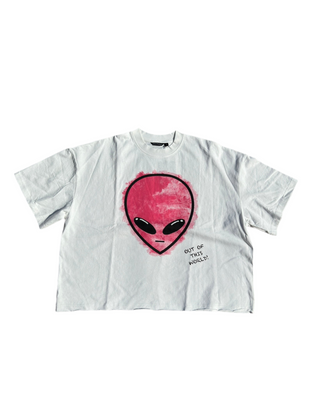 “OOTW” Pink Cropped Alien Tee