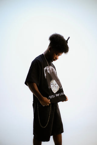"Afro Child" Black Boxy Cropped Tee