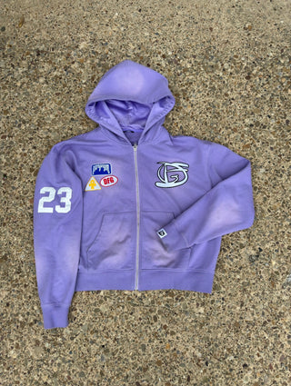 “Lavender” Logos Zip Up Hoodie