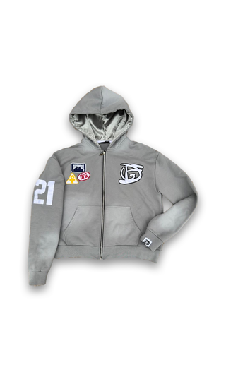 “Cool Grey” Logos Zip Up Hoodie
