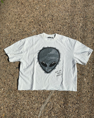 “OOTW” Gray Cropped Alien Tee