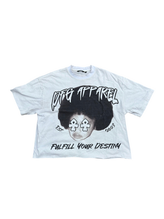 Afro Child “White” Cropped Boxy Tee