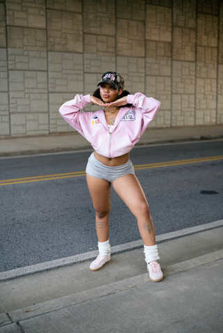 “Bubble Gum” Logos Zip Up Hoodie