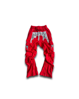 “Red” Stacked Cargo Sweatpants