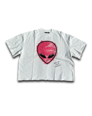 “OOTW” Pink Cropped Alien Tee