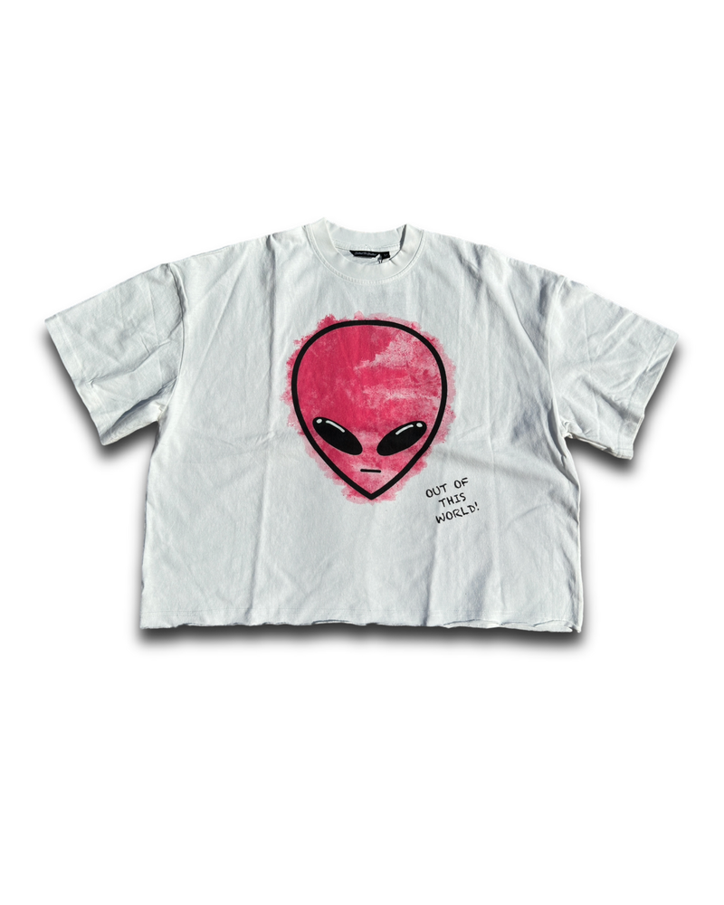 “OOTW” Pink Cropped Alien Tee