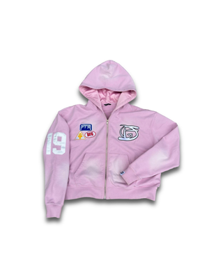 “Bubble Gum” Logos Zip Up Hoodie