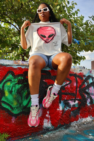 “OOTW” Pink Cropped Alien Tee