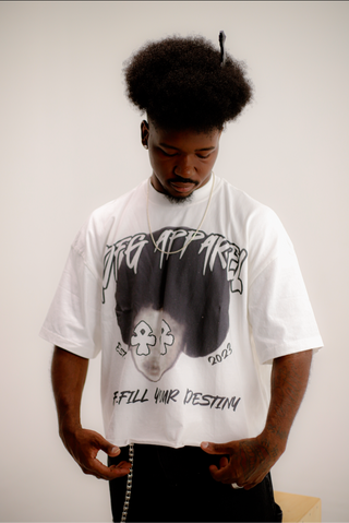 "Afro Child" White Boxy Cropped Tee