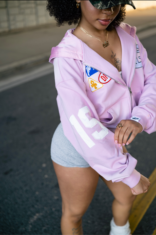 “Bubble Gum” Logos Zip Up Hoodie