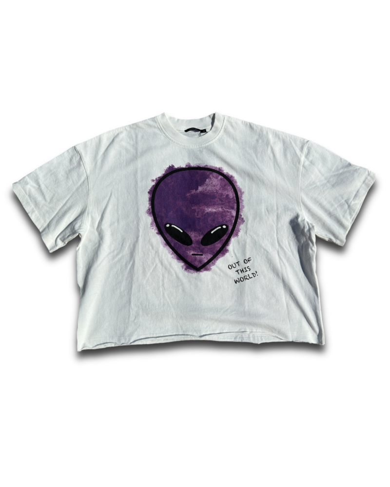 “OOTW” Purple Cropped Alien Tee
