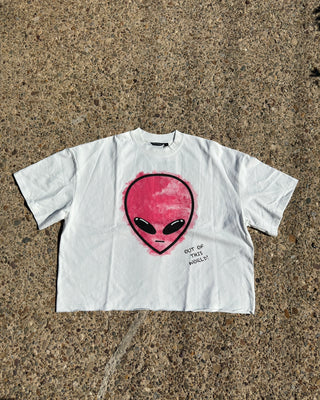 “OOTW” Pink Cropped Alien Tee