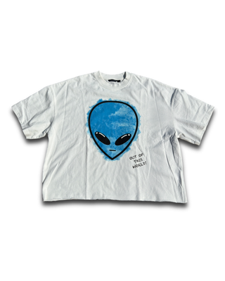 “OOTW” Blue Cropped Alien Tee