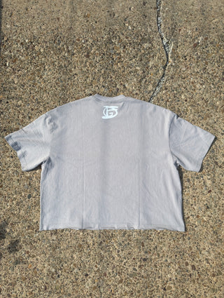 "Afro Child" Cement Grey Boxy Cropped Tee